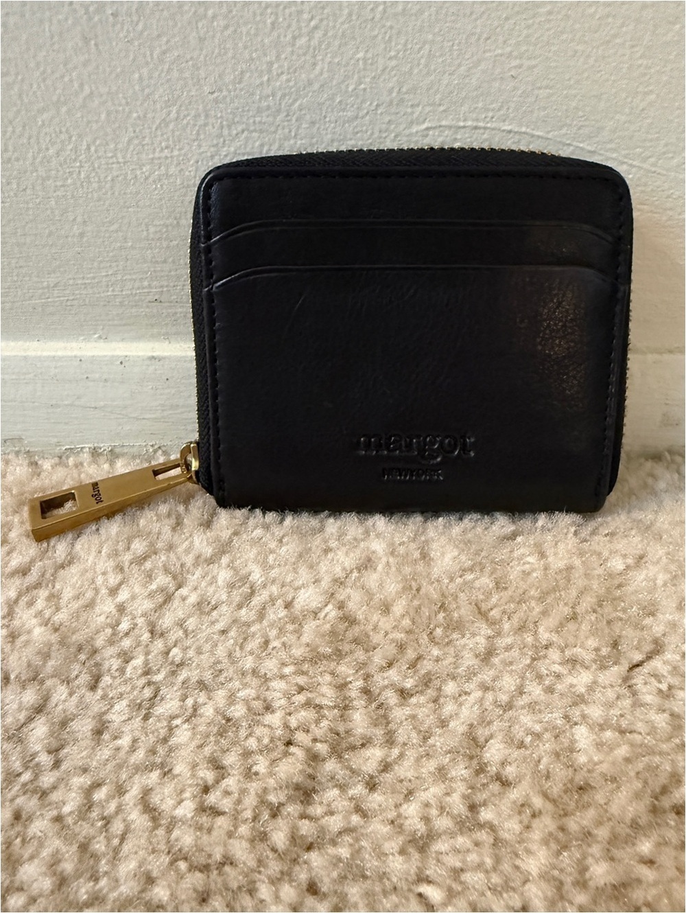 margot Leather Wallet / Card Case with Gold Hardware